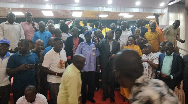 H.E. Amb. Brig. Gen. Ronnie Balya 'ndc' together with Immigration officers from both the Republic of South Sudan and Uganda meeting with Ugandans living in South Sudan regarding the issues of Immigration.