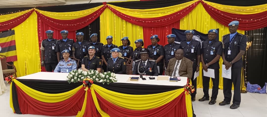 SCP Sakira Moses representing the Uganda Head of Mission in juba at a UN medal awarding ceremony to a contingent of Uganda Police Officers serving in UNMISS.