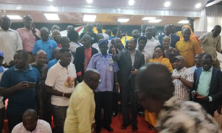 H.E. Amb. Brig. Gen. Ronnie Balya 'ndc' together with Immigration officers from both the Republic of South Sudan and Uganda meeting with Ugandans living in South Sudan regarding the issues of Immigration.