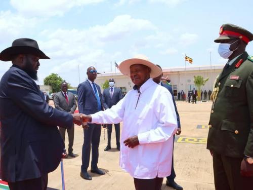 H.E President Yoweri Kaguta Museveni on an official visit on 4/4/25 to the Republic of South Sudan.